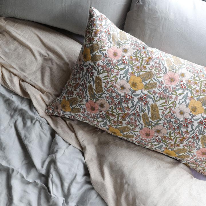 Linen Vintage Floral Pillowcase Pair