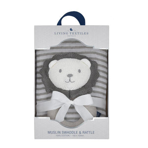 Living Textiles Muslin Swaddle and Rattle